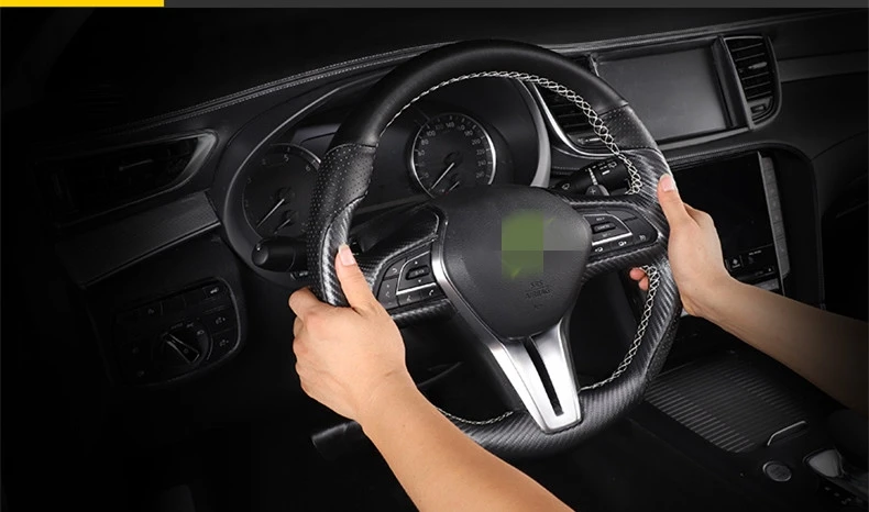 Кожаный чехол на руль для автомобиля сшитый вручную infiniti qx50 2018 2019|Хромирование| |