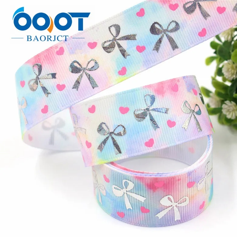 I-19326-772 OOOT BAORJCT I-19326-770, 10 ярдов 25 мм лазерный серебряный милый бант напечатаны корсажная лента DIY ручной работы головные уборы свадебный подарок обёрточная бумага - Цвет: I-19326-772