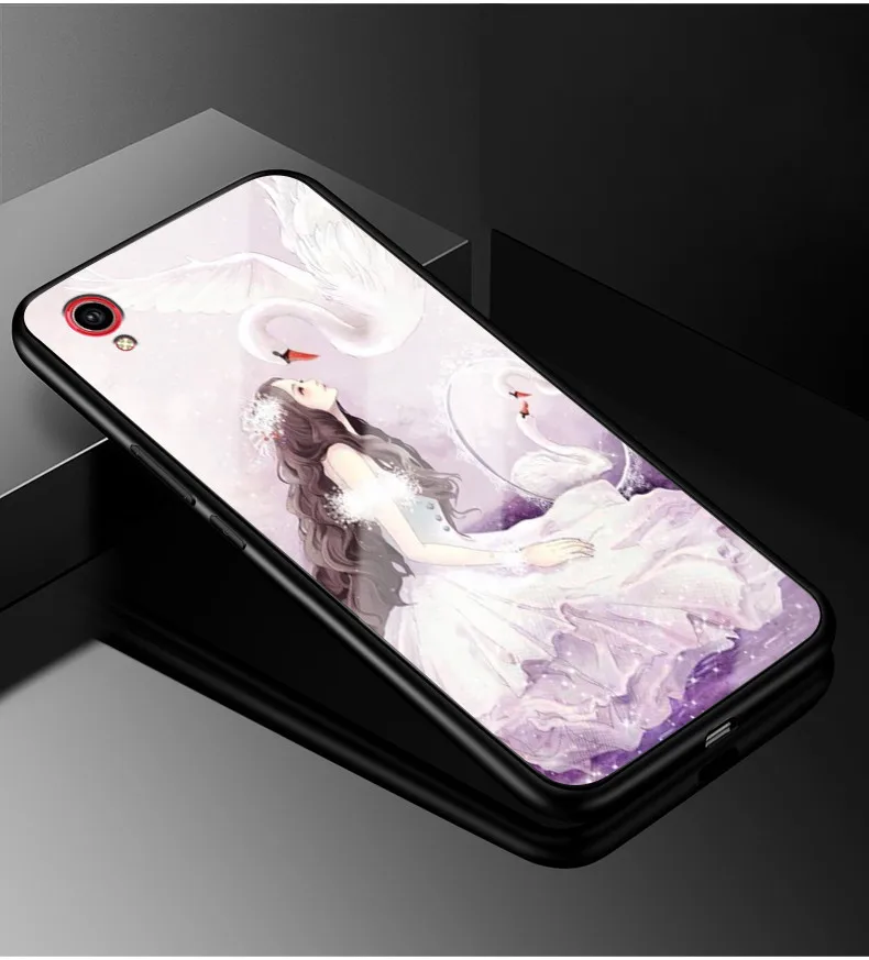 12 ДЛЯ Vivo Y91c чехол Y91i PC Пластиковый стеклянный чехол для телефона черный ТПУ бампер чехол для Vivo Y91i Vivo Y91c закаленное стекло Жесткий Чехол - Цвет: 12