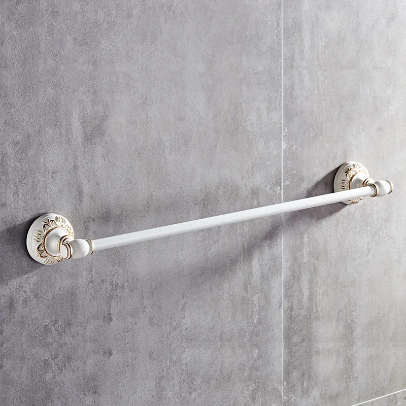 Fapully Bathroom Towel Holder Wall Mount Ivory White Long Rack Toilet Single Bar Accessories G128-03W | Обустройство дома