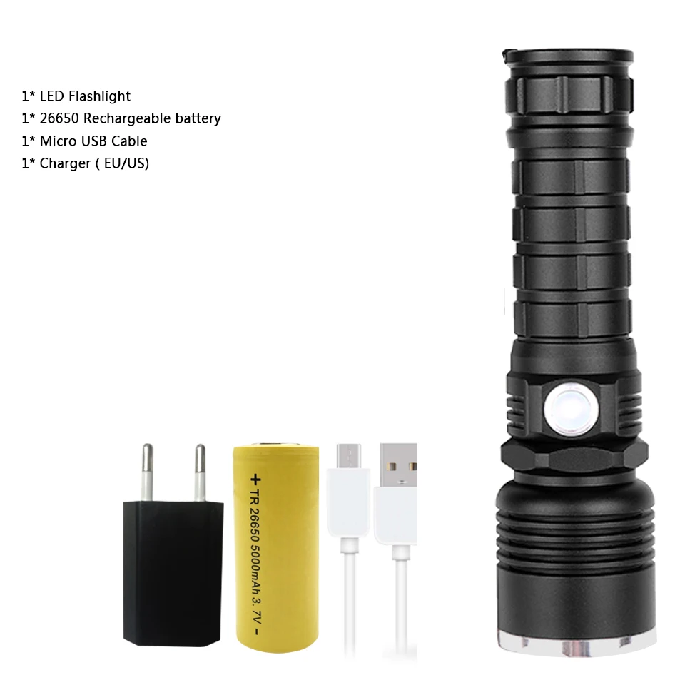 Package C 4100 люмен XLamp xhp70.2 самый мощный светодиодный фонарик перезаряжаемый фонарик 18650 или 26650 с батареей - Испускаемый цвет: Package C
