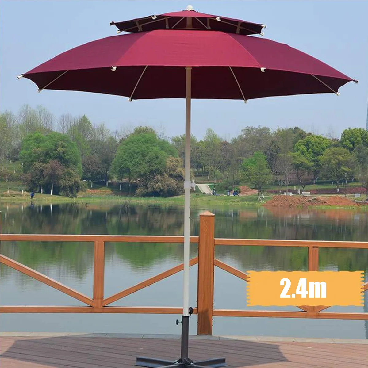 240cm Double Layer Beach Canopy Sun Shelter Umbrella For Outdoor Fishing Camping Sun Shade Awning Outdoor Yard Beach Canopy Tent