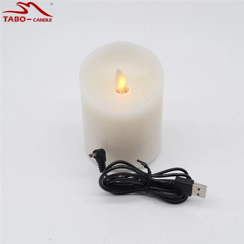 USB Rechargeable Moving Wick Wax Candle Lamp Flameless Tealight with Remote Control for Home Party Decoration 4inch | Дом и сад