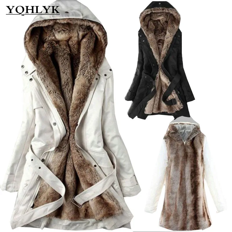 Women's winter Cotton coat faux fur warm Hooded jacket cotton thick ladies Long section parkas manteaux K094 | Женская одежда