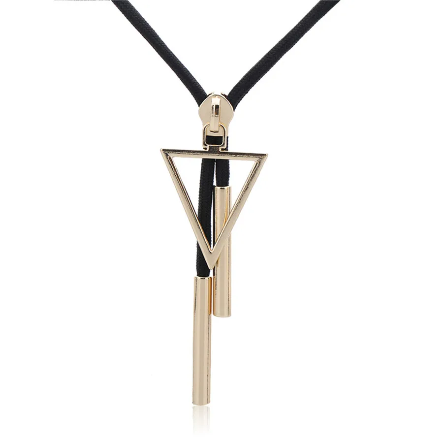 Qianraq простая веревка на молнии с геометрическим рисунком длинное ожерелье