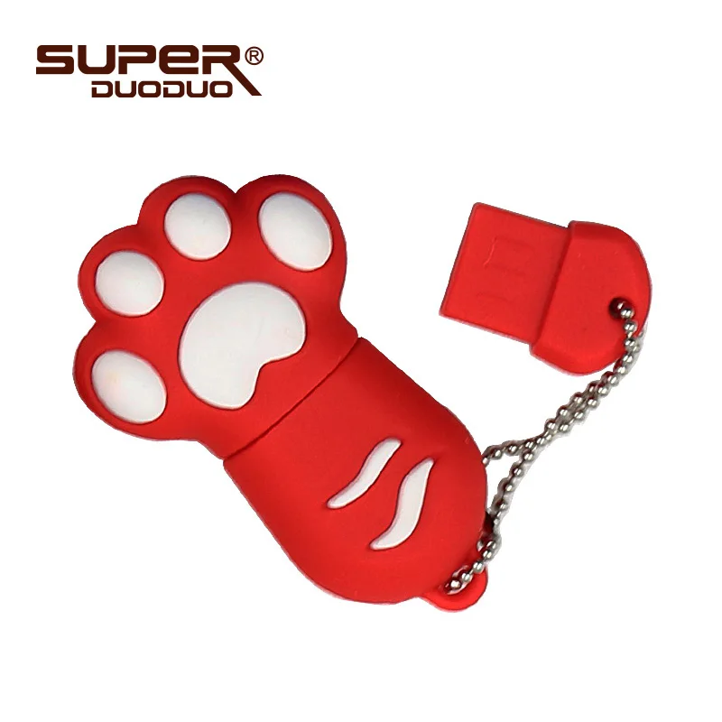 RED USB 2,0 флеш-накопитель, 32 ГБ, 64 ГБ, USB флеш-накопитель с милыми когтями кошки, 4 ГБ, 8 ГБ, 16 ГБ, карта памяти,, флеш-накопитель 128 ГБ, u-диск - Цвет: RED
