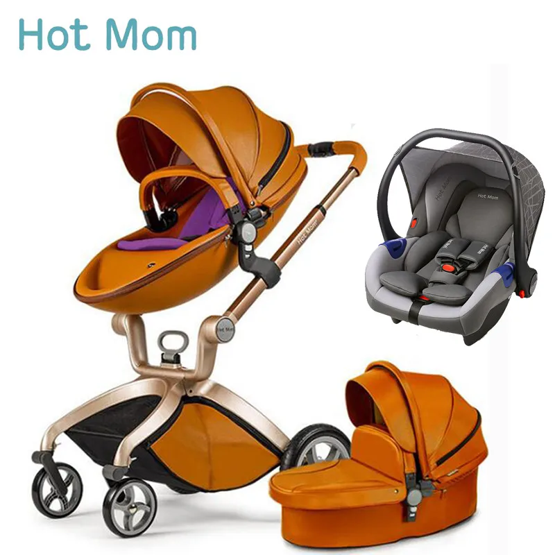 Hotmom 3 в 1 Кожаная корзина для сна коляска высокий пейзаж может сидеть или лежать в сложенном виде Россия - Цвет: colour 2