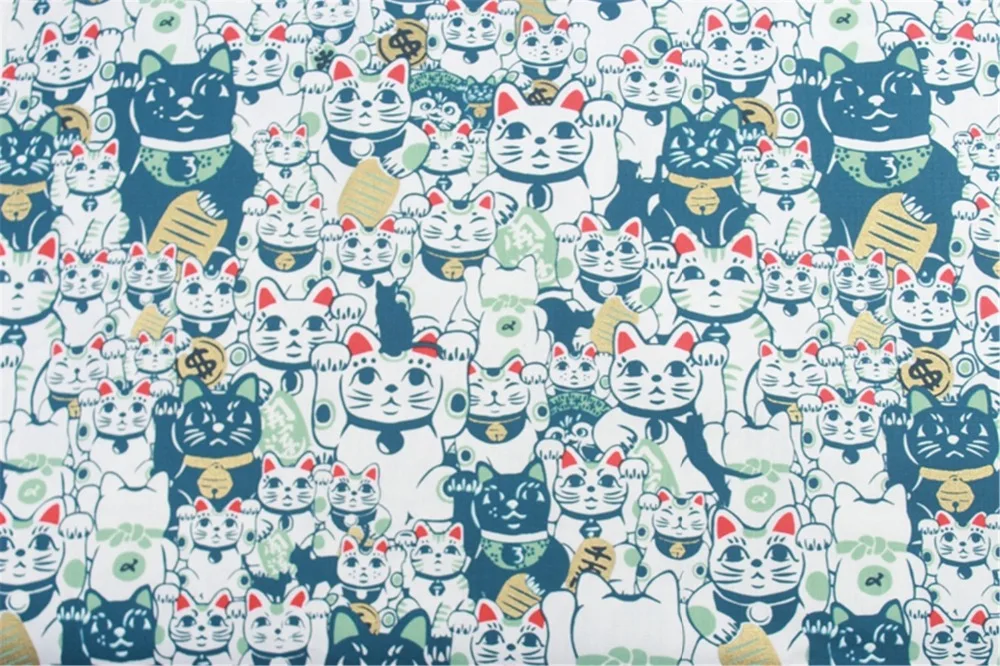 Оригинальный дизайн 4 вида цветов японский металлик золото Maneki Neko Fortune Cat хлопок