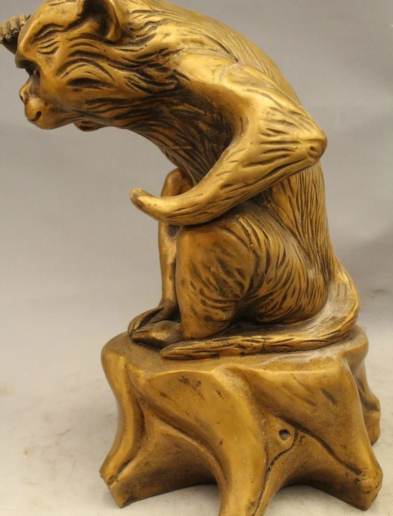 14 &quotКитайский Народный Латунь Умный Зодиак Год Обезьяны Лаки Богатство Статуя