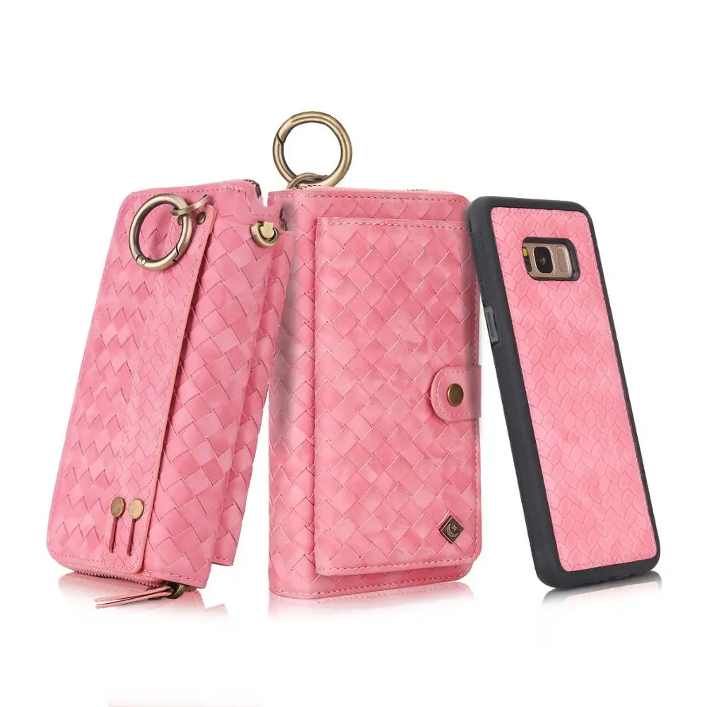 pink Чехол-кошелек для samsung Note 9, многофункциональный кошелек на молнии, съемная Магнитная задняя крышка для samsung Galaxy Note 9 S9 Plus S9 - Цвет: pink