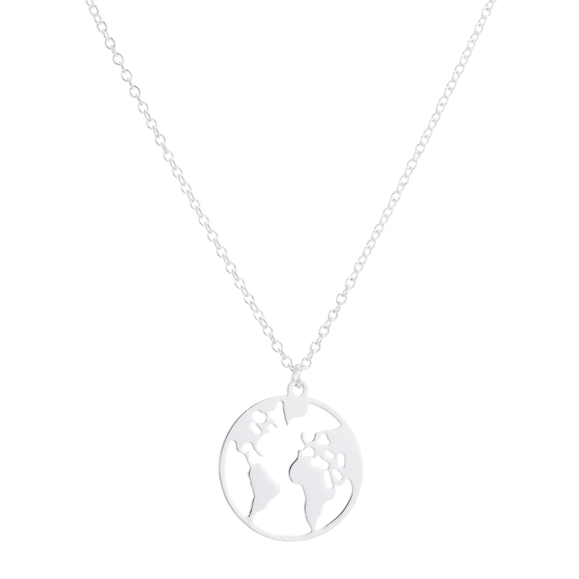 necklace B Геометрический круг Карта Ожерелье серьги милая карта мира браслет ювелирные изделия для женщин девушки подарок Мода Семь континента ювелирные изделия - Окраска металла: necklace B