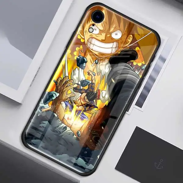 012 Чехол Из Закаленного Стекла one piece Luffy аниме для Apple iPhone XR 7 8 6 6S Plus 11 Pro X XS MAX черный мягкий чехол для мобильного телефона - Цвет: 012