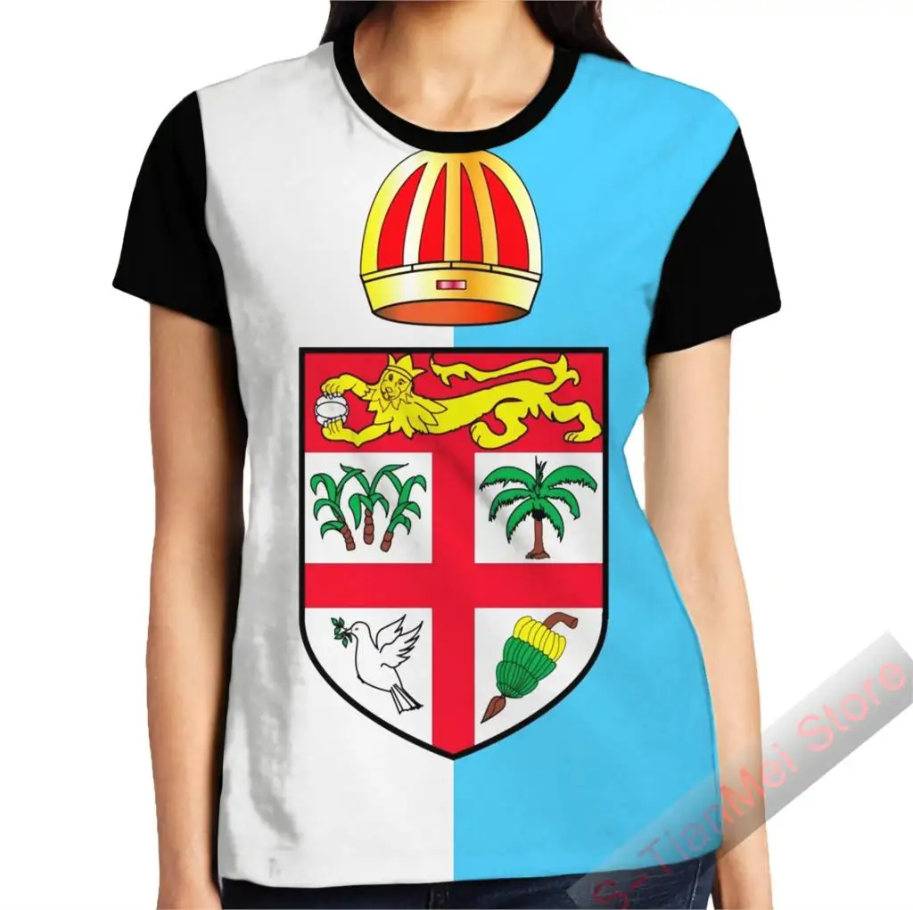 Summer Graphic t shirt men tops tees Fiji Flag Design printed women funny T-Shirt Short Sleeve Casual tshirts | Мужская одежда