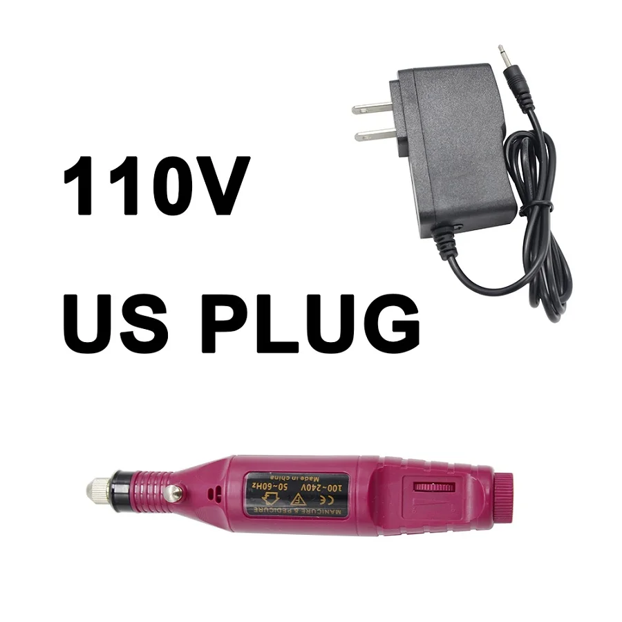 rose us plug Сверлами для ногтей, профессиональный электрический Фрезер маникюрная пилочка для ногтей машина облегченный дизайн для точной работы с золотом в форме ручки, точильный камень - Цвет: rose us plug
