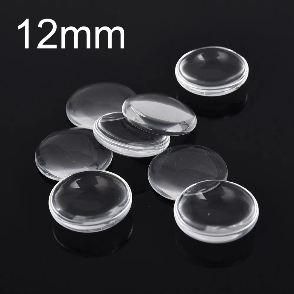 100 шт./лот 12 мм круглые кабошоны прозрачное стекло прозрачная плоская задняя