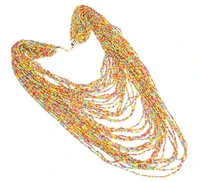bk hot indian long necklace for women handmade 42 layers harajuku costume choker mini beads cluster coat chain statement chain
