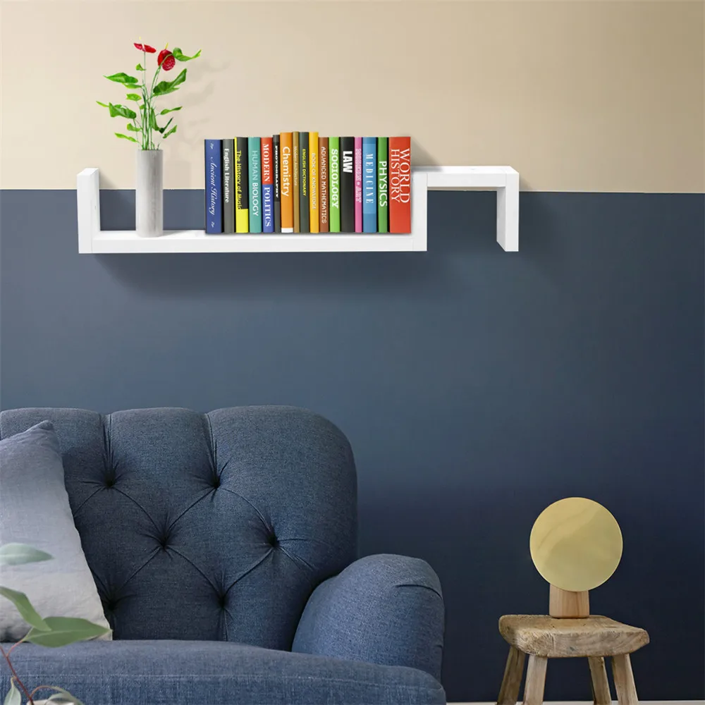 Finether современный S-форме плавающей Настенные Полки книжная полка Дисплей стойки