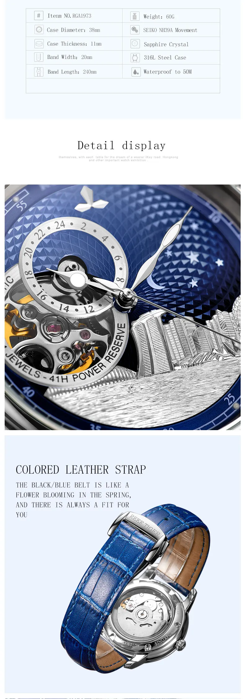 Reef Tiger/RT Blue Tourbillon автоматические часы Роскошные модные часы для женщин и мужчин унисекс часы новые часы Reloj RGA1739