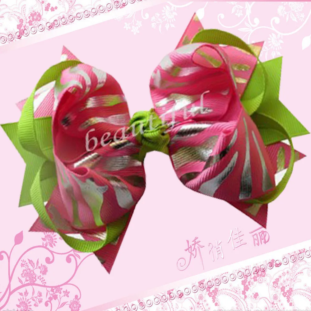 

Hand Customize Hair Accessories 20pcs Good Girl Boutique 5.5 Inch D-Ring Hair Bows Clips Zebra Ribbon 270 No.