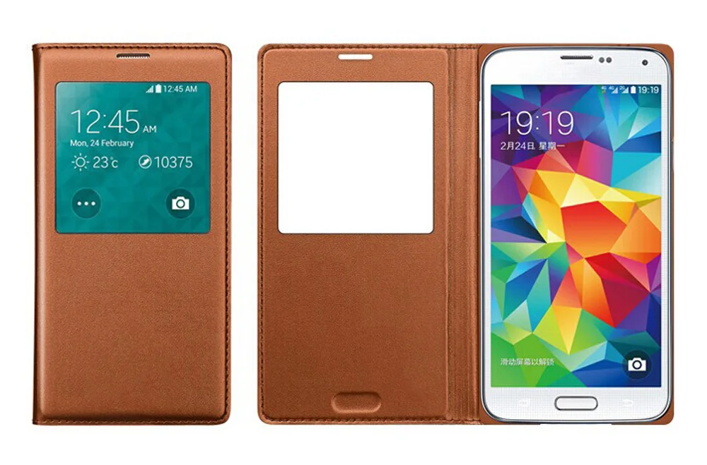 Smart View откидная крышка кожаный чехол для телефона для Samsung Galaxy S5 Galaxys5 Galaxi S 5 см G900 G900F G9006V G900FD SM-G900F SM-G900