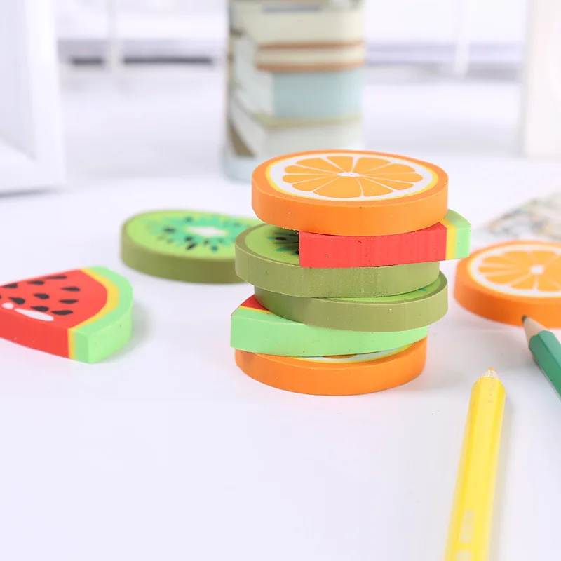 Fruit Eraser Stationery Cute Model Multicolor Rubber Cartoon School Supplies Kindergarten Orange Kiwi Watermelon | Канцтовары для