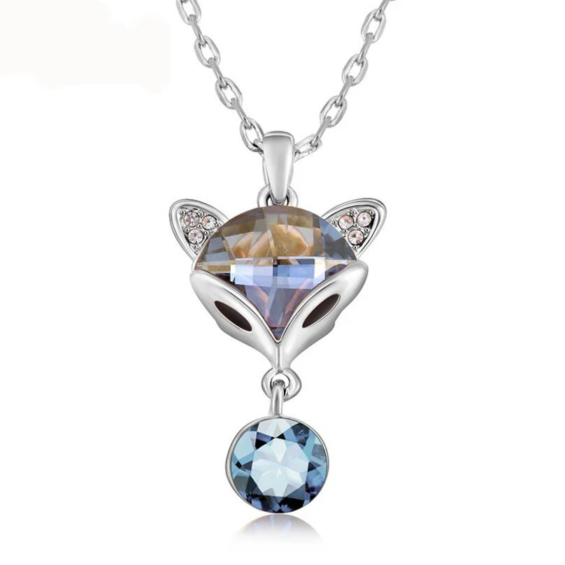 Винтажное Брендовое подвесное ожерелье классическое с кристаллами в форме лисы