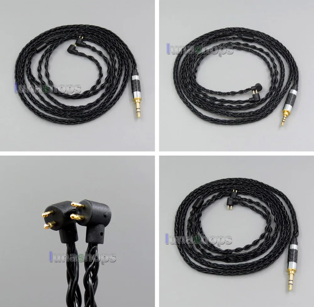 

100ohm Black 8 core 2.5mm 4.4mm Balanced Pure OCC Earphone Cable For Etymotic ER4B ER4PT ER4S ER6I ER4 LN006128