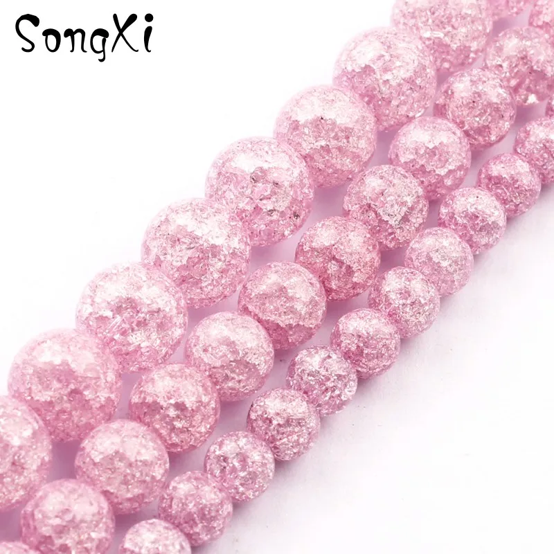 Оптовая продажа светло-фиолетовый камень треснутый кварц 6 8 10 мм 15 дюймов круглые