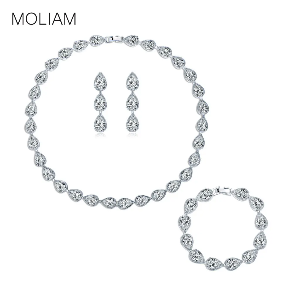MOLIAM роскошный бренд ювелирное изделие ожерелье наборы свадебные циркониевые