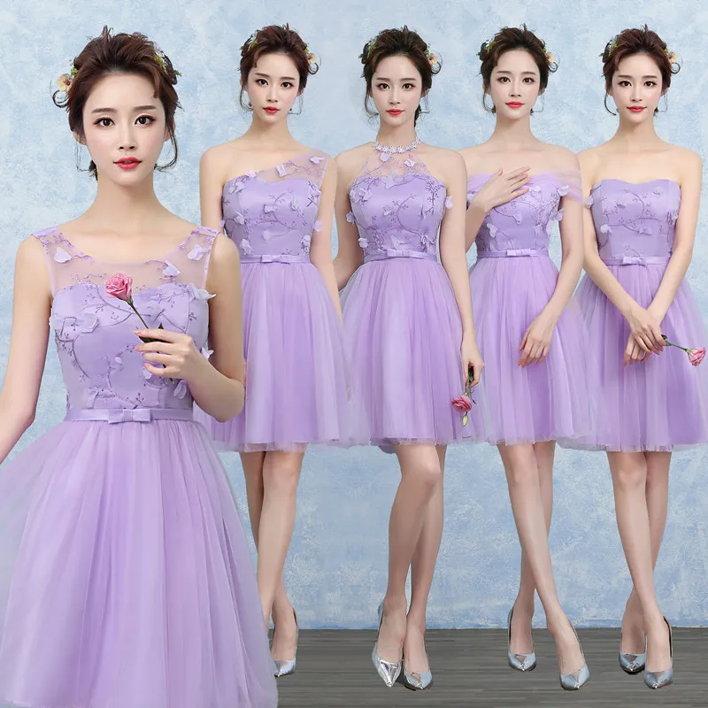 Сладкий памяти Новый светильник фиолетовое платье для невесты Свадебная