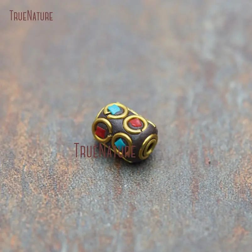 

Fashion Mosaic Art Big Hole Copper Loose Beads Colorful Dot Inlay Rectangle Charm Beads For Jewelry Making In 8x12 mm BE8114