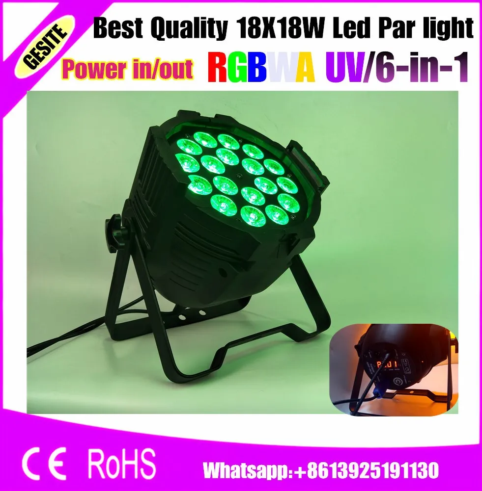 2 шт./лот черный свет с 18 светодиодами ватт RGBWA UV 6в1 шт|black light|stage lightled uv stage light |