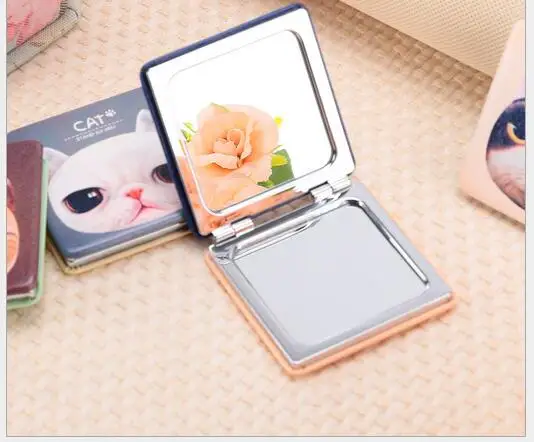 6 шт./лот мини карманное зеркало для макияжа с милым котом компактные