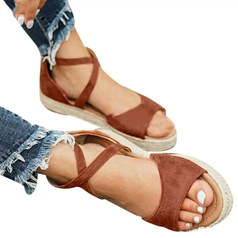 Женские сандалии на плоской подошве с открытым носком дышащие легкие