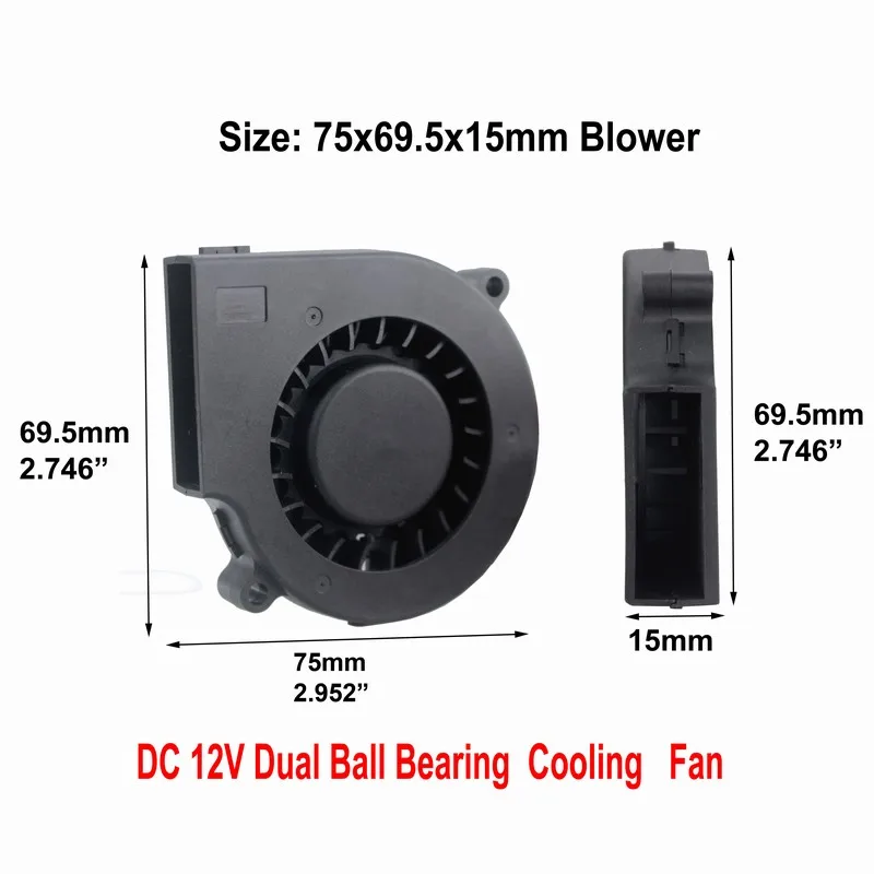 Акция! 1 шт. Gdstime DC 12 В 2Pin двойная шаровая воздуходувка вентилятор 75 мм x 15 0.16A