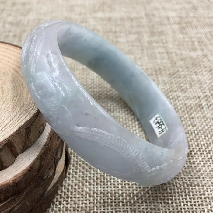 

Free shipping A-5683 Vintage Chinese Hand-carved Green Jadeite Gems Bracelet Bangle 59mm a