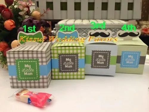 120 шт./лот Мини Усы и банты мой маленький человек детские подарочные коробки для