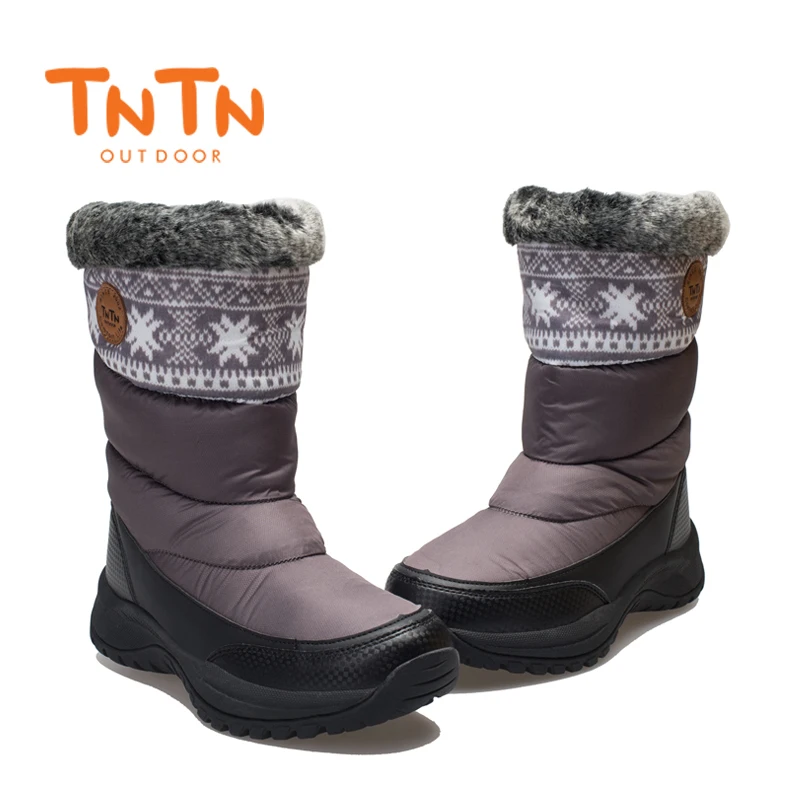 TNTN 2020 Winter Outdoor Boots Feathers Waterproof Hiking Boots  Snow Womens Shoes Womens Fleece shoes Warm