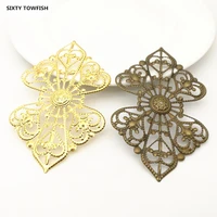 10 pieceslot 5285mm gold colorantique bronze metal filigree flowers slice charms jewelry accessories diy components making
