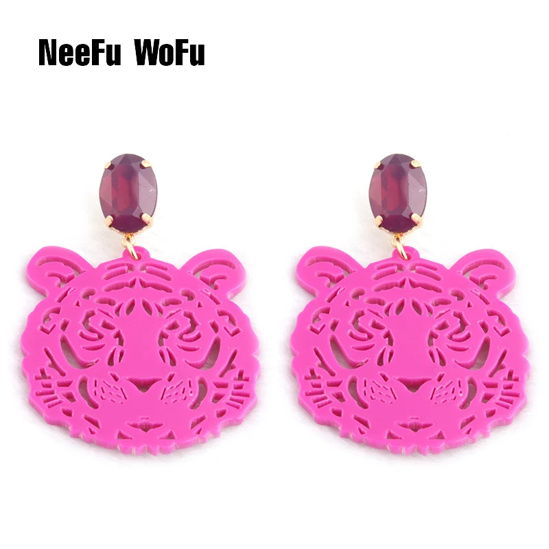 Висячие серьги NeeFu WoFu 2020 с головой тигра большие полимерные большая длинная