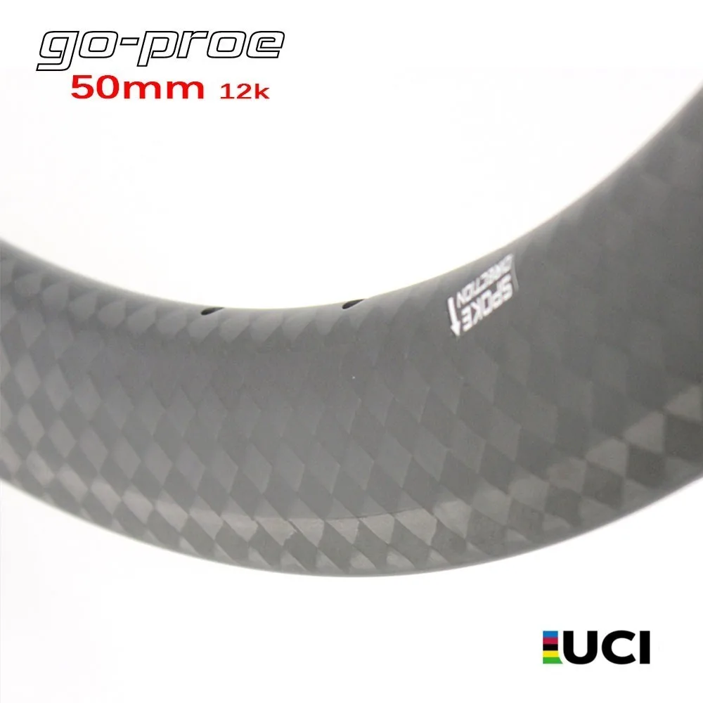 

Crystal Brake Surface 700c Carbon Fiber 50mm 12K Weave Road Bike Rim Tubular / Clincher / Tubeless For Racing Bicycle Rims