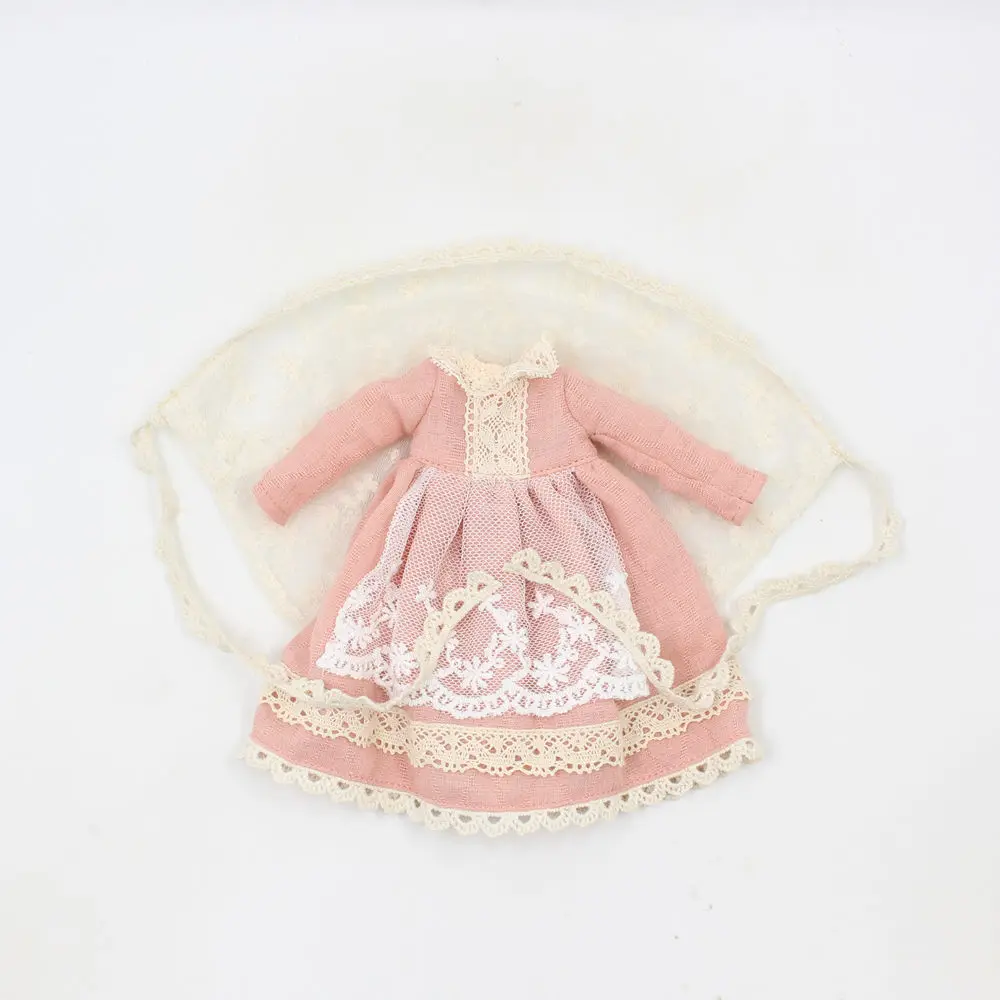like the picture Blyth кукольный ледяной светильник, розовое платье с кружевным шарфом, дамское платье, одежда 1/6 bjd, подходит для куклы 1/6 - Цвет: like the picture