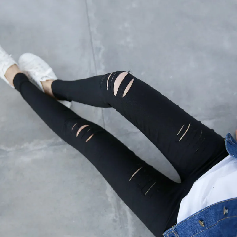 Зимняя одежда женские брюки с дырками 2018 модные новые корейские повседневные