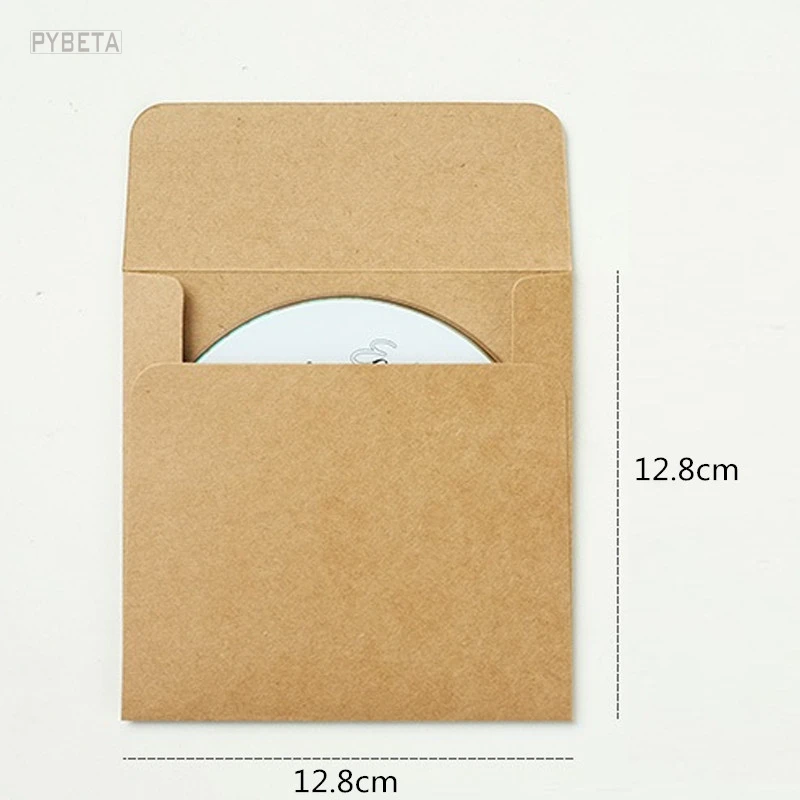 

50pcs- 12.8*12.8cm 250gsm Kraft Paper DVD Packaging Bag Cover CD Packaging Envelopes Pack Boxes wedding party favor