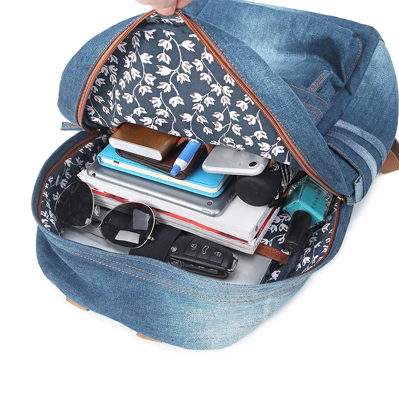 Модные моющиеся для женщин деним Рюкзак Сумка ежедневно путешествия школьные