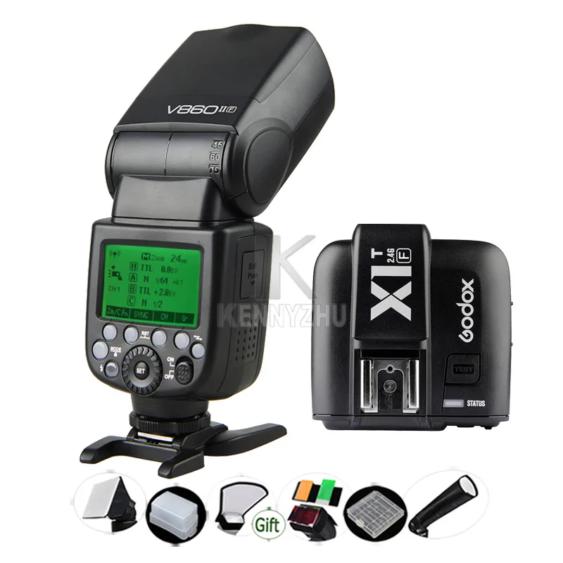 Передатчик GODOX X1T-F+ V860IIF+ 2000mAh литий-ионный аккумулятор 2,4G HSS 1/8000s Беспроводной ttl вспышка светильник Speedlite для камер Fuji - Цвет: 1xV860IIF with X1T-F