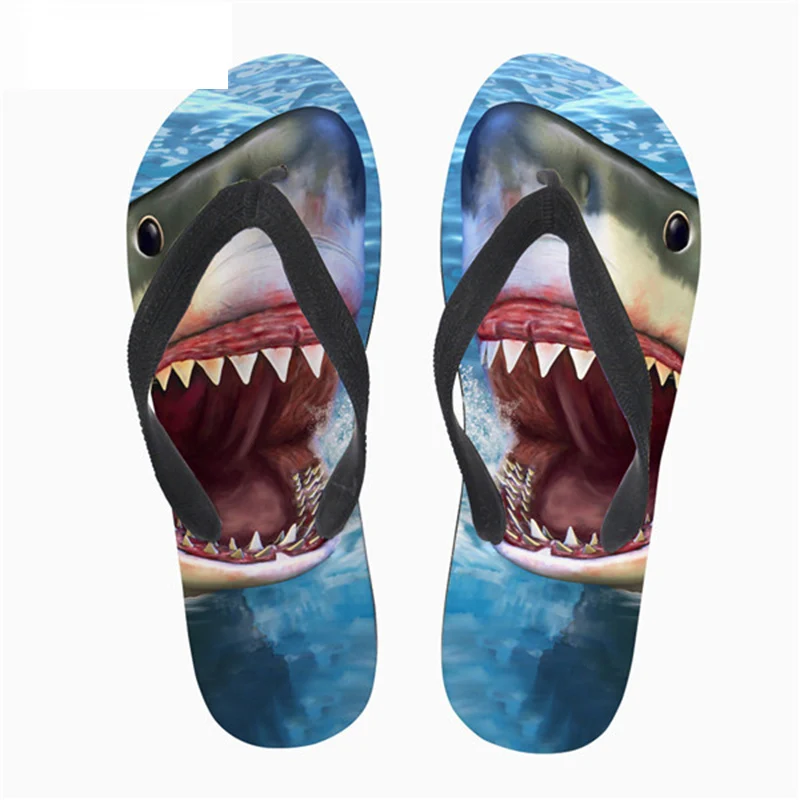 Настроенный, прохладный 3D Акула сланцы мужские летние резиновые Flipflop Нескользящая мужская пляжная обувь Модные животные сандалии с принтом - Цвет: H412AB