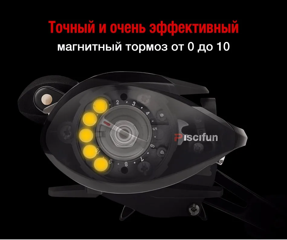 Piscifun Torrent мультипликаторная катушка для использования в пресной воде и соленной воде. Передаточное отношение 7.1:1. Усилие фрикциона 8.1kg. Магнитная тормозная система