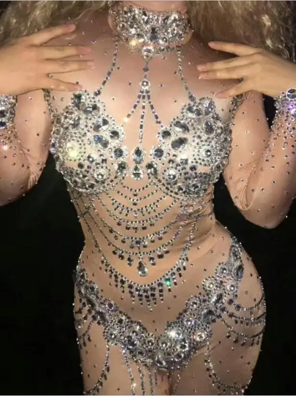 

Nightclub outfit Jumpsuit Shiny bodysuit Stage costume Women Sexy dance
