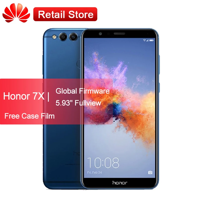 Global ROM huawei Honor 7X4 ГБ 32 5 93 &quotOcta Core Android 7 0 полный вид экран ОТА мобильный телефон
